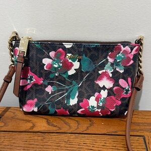 Calvin Klein Floral Crossbody in Black, Pink & Green